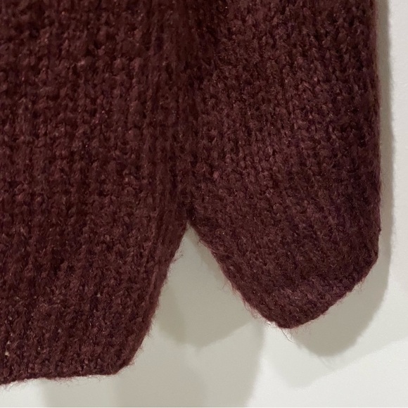 WOODEN SHIPS Burgundy Open Cardigan Pockets Wool Cabincore Size Medium Large - Picture 4 of 6